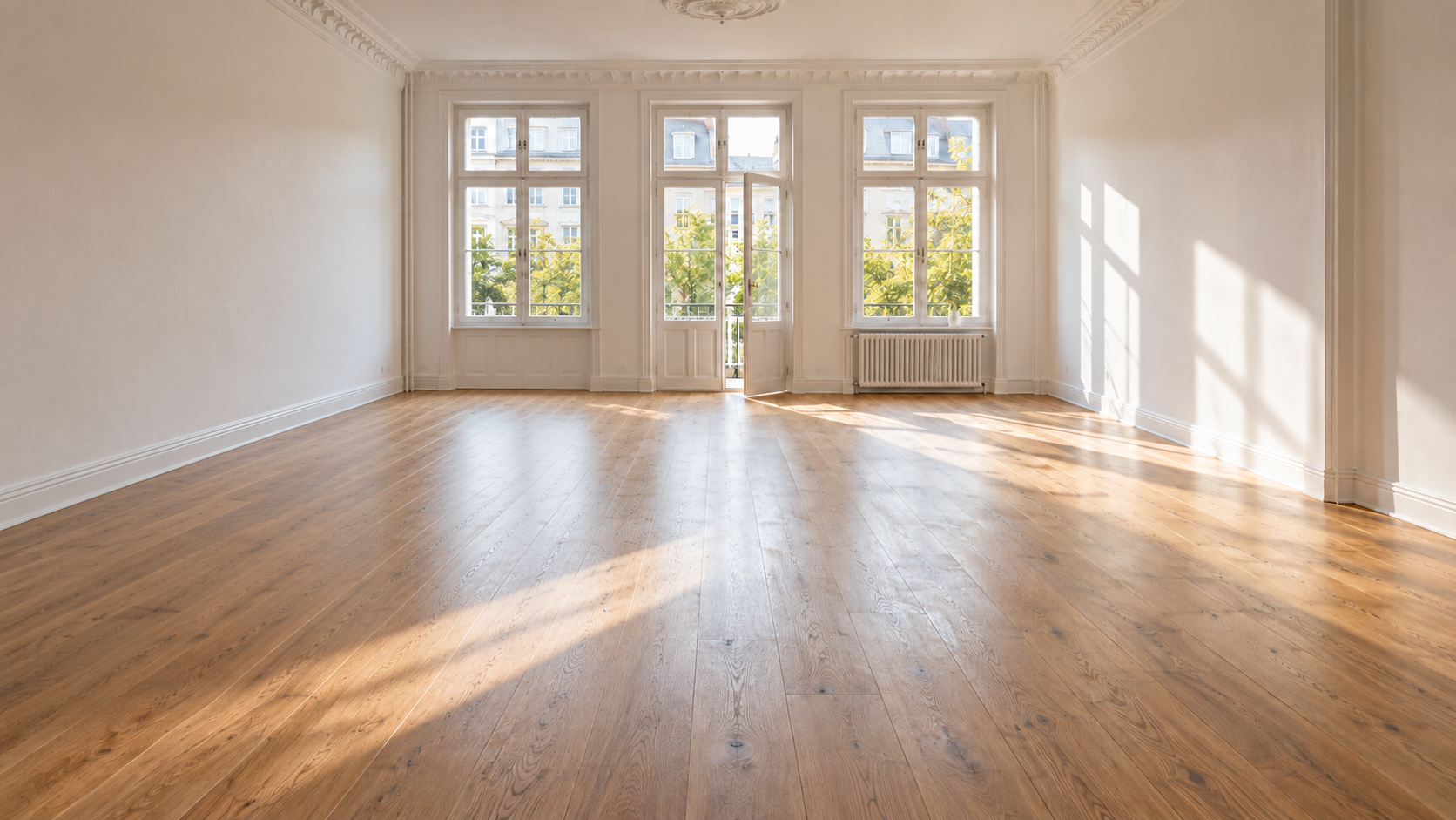 Ein vollständig freigeräumter und besenreiner Wohnraum